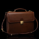 Von Baer diplomat men’s compact full-grain leather briefcase with shoulder strap for professional work and business use.