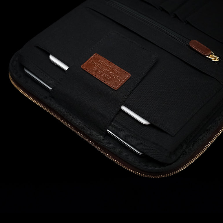 Von Baer 10x leather laptop travel backpack for men with MacBook and iPad inside padded safe compartments