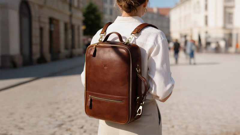 Convertible Leather Laptop Backpack for Women