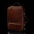 The Von Baer 10x men's high-quality leather laptop travel bag in brown, half-turned view, showcasing its sleek design, adjustable straps, and spacious compartments for convenient and stylish travel.
