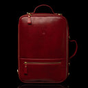 Von Baer 10x men's high-quality leather laptop travel bag in vibrant red, featuring a sleek design and functional compartments for stylish and practical travel.
