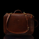 Von Baer 10x men's high-quality multifunctional leather laptop travel bag in brown, convertible into a backpack with adjustable shoulder straps.