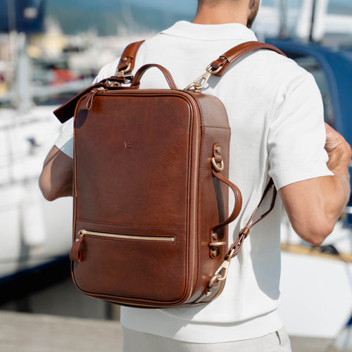 10X Convertible Leather Messenger Backpack Briefcase for Men