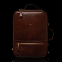 Von Baer 10x women's high-quality leather laptop travel bag in brown, front view.
