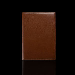 Von Baer Atlas full grain leather passport cover holder in solid brown, front view