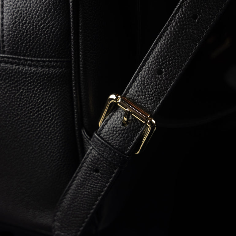 von baer bella womens luxurious small leather backpack black metal hardware