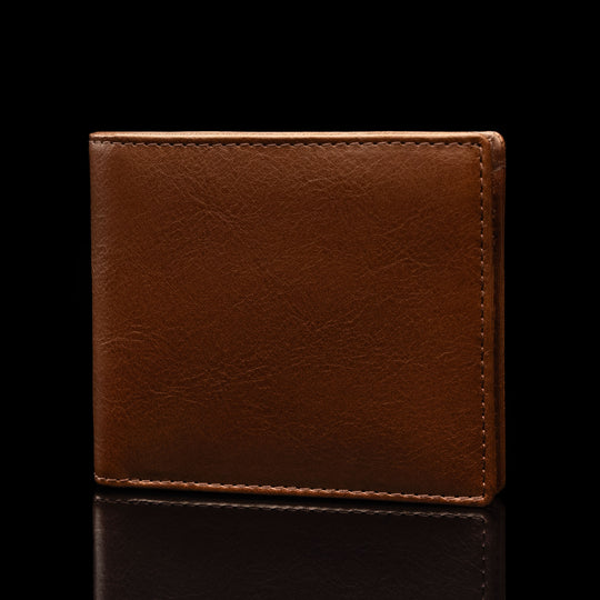 von baer classic bifold luxurious leather brown wallet for men half turned view