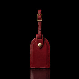 Von Baer Compact Classic red leather luggage tag front view