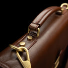 Von Baer diplomat men’s compact full-grain leather briefcase reinforced handle close-up showing durable craftsmanship for professional use.