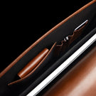 Von Baer Diplomat slim full-grain leather briefcase interior top view showing organized compartments for laptop, documents, and professional work.
