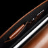 Von Baer Diplomat slim full-grain leather briefcase interior top view showing organized compartments for laptop, documents, and professional work.