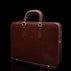 Von Baer Elegant high-quality slim full-grain leather laptop bag in brown, half-turned, for women.