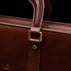 Von Baer elegant high-quality slim full-grain leather women's laptop bag in brown with solid brass hardware.