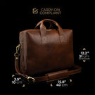 von baer essential mens vegetable tanned leather laptop bag with shoulder strap - carry-on compliant