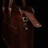 Men’s Von Baer exquisite luxury full-grain leather laptop briefcase in brown, close-up.