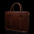 Von Baer Exquisite men’s luxury full-grain leather laptop briefcase in brown, half-turned 3D view.