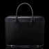 Men’s Von Baer Exquisite luxury full-grain leather laptop briefcase in black, front view.