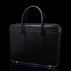Men’s Von Baer Exquisite luxury full-grain leather laptop briefcase in black, half-turned 3D view.