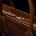 Von Baer Exquisite luxury full-grain leather laptop briefcase for women, in brown color, featuring Japanese YKK zippers.