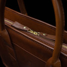 Von Baer Exquisite luxury full-grain leather laptop briefcase for women, in brown color, featuring Japanese YKK zippers.