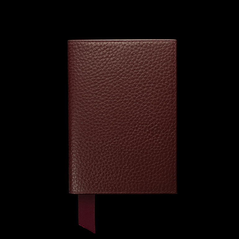 Von Baer full grain leather passport cover holder, burgundy, back view