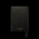 Von Baer full grain leather passport cover holder in elegant black, front view