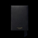 Von Baer full grain leather passport cover holder, navy blue, front view