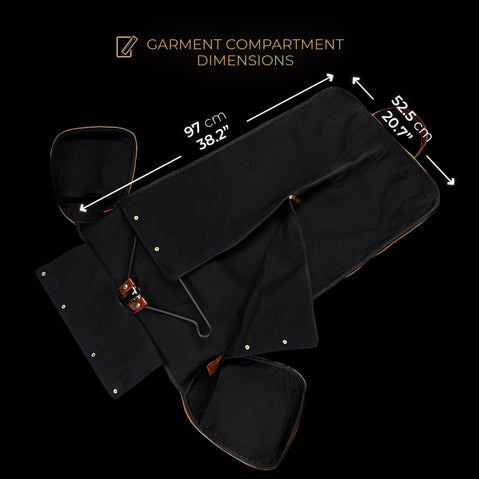 Von Baer Grand large luxury leather garment bag for travel with suit compartment and dimensions