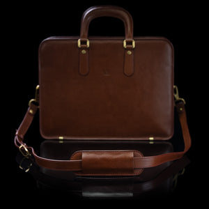 Von Baer brown leather shoulder bag strap on leather bag