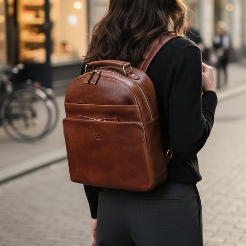 backpacks leather uk Women's Italian Leather Backpack for Work or Travel with 14 inch Laptop  Compartment