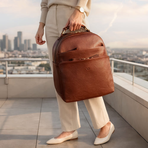 designer leather backpack uk Women's Italian Leather Backpack for Work or Travel with 14 inch Laptop Compartment