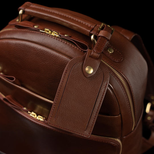 Von Baer Liberty men's leather backpack with optional luggage tag