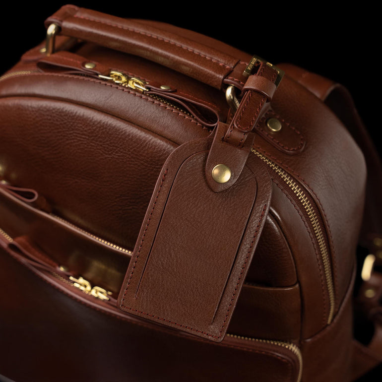 Von Baer Liberty men's leather backpack with optional luggage tag
