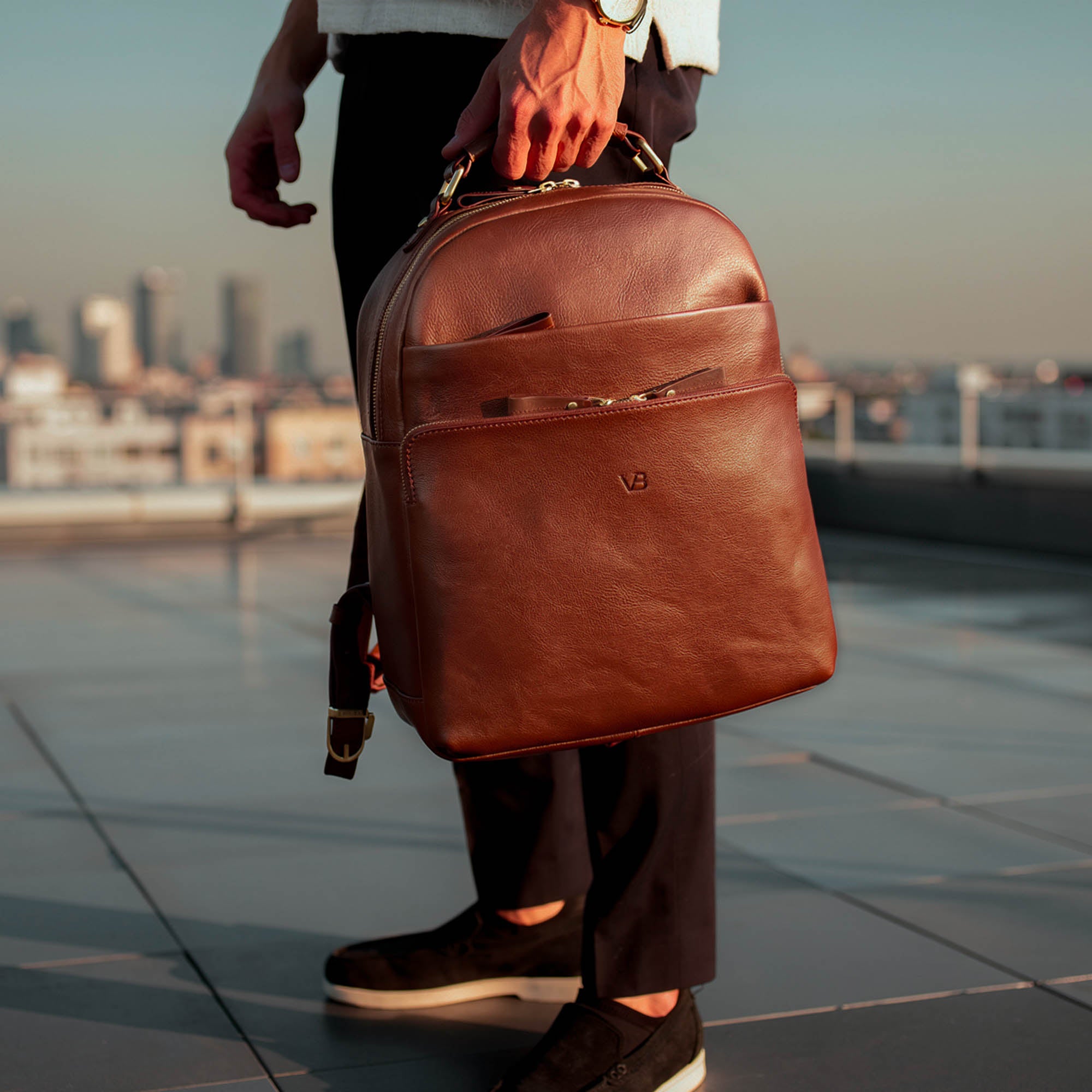 Italian Full Grain Leather Backpack for Men - Von Baer UK
