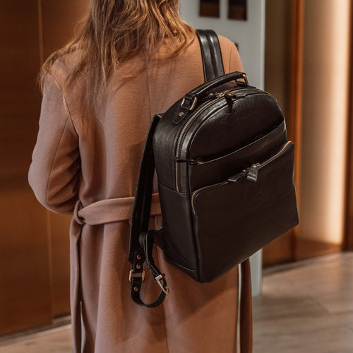 designer leather backpack uk Women's Italian Leather Backpack for Work or Travel with 14 inch Laptop Compartment