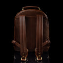 Von Baer Liberty stylish women's full grain leather backpack, brown, back view.