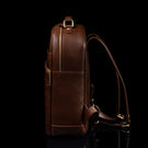 Von Baer Liberty stylish women's leather backpack, brown, side view.