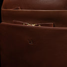 Von Baer Liberty women's full grain leather backpack leather texture close-up and vb logo