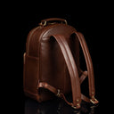 Von Baer Liberty women's vegetable-tanned leather backpack with padded, adjustable shoulder straps, showcasing comfort and durability.