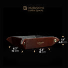 Von Baer Majestic luxury leather valet tray for accessories, featuring inner space dimensions.
