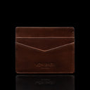 von baer minimalist best quality womens slim leather card holder brown with rfid protection front view