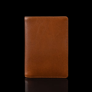 von baer minimalistic element leather card case wallet solid tan color front view