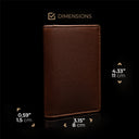 von baer minimalistic grant leather card case wallet solid brown color front view dimensions