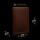 von baer minimalistic grant leather card case wallet solid brown color front view dimensions