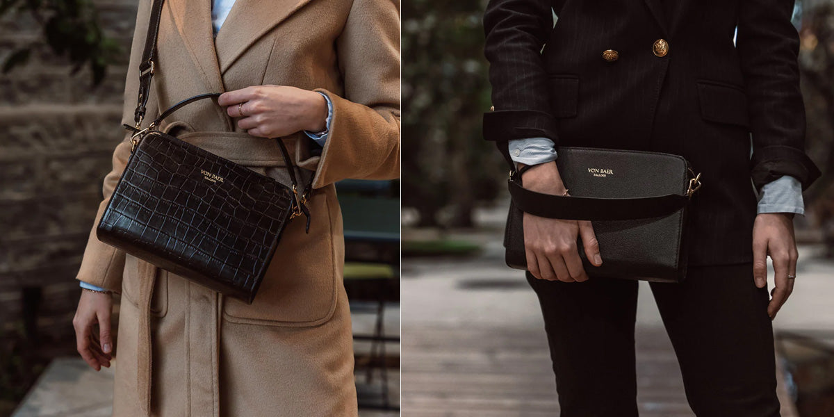Von Baer Model 1 full-grain leather handbag.