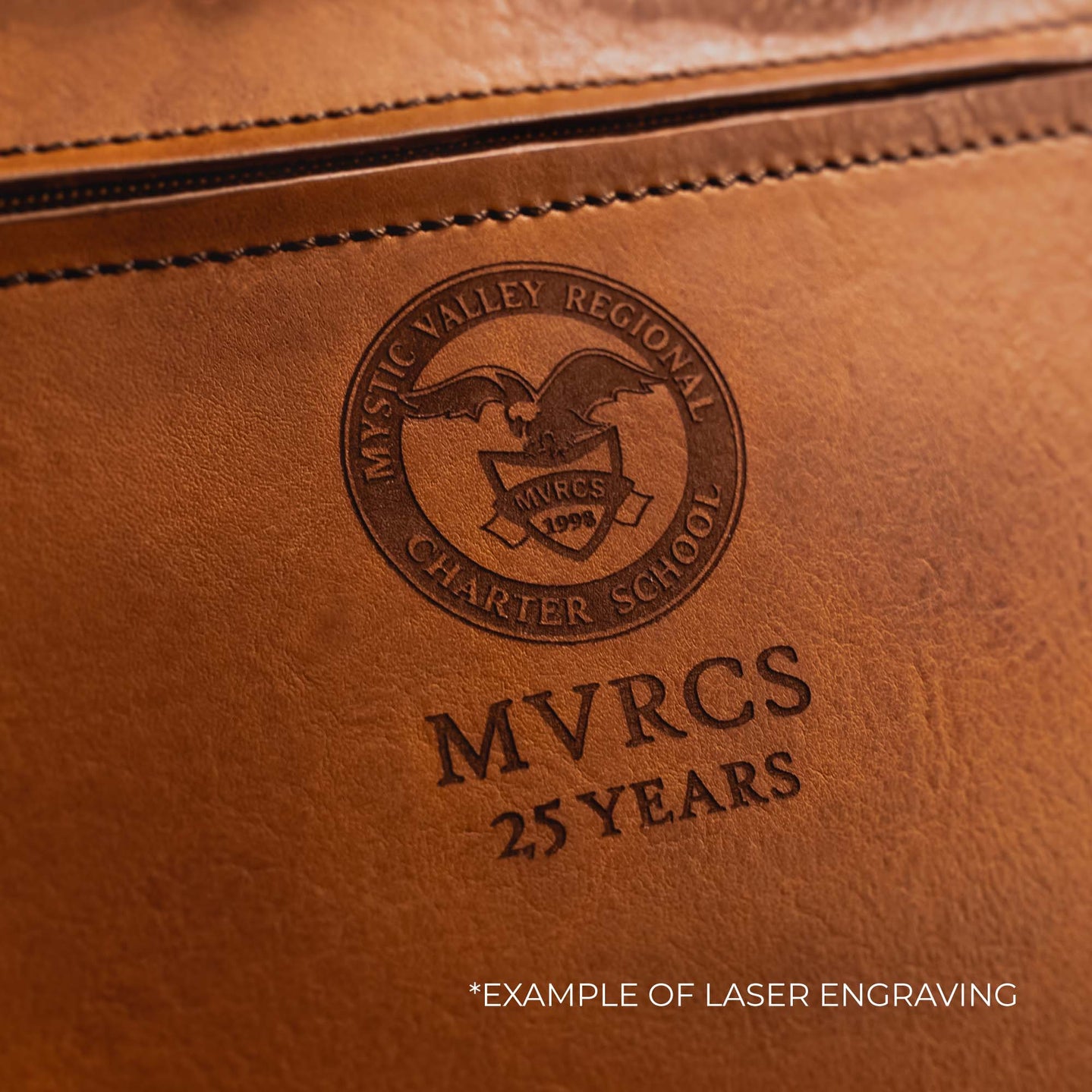 von baer no3 leather messenger briefcase example of laser engraving corporate logo personalization example