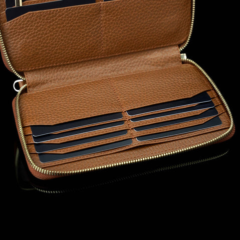 Von Baer origin luxury RFID leather purse large bottom section filled with cards