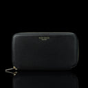 Luxury men’s leather wallet with RFID protection, large design shown from the front view