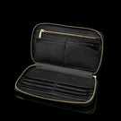 Von Baer origin luxury RFID men’s leather wallet interior view with multiple card slots and zipped coin pocket for organized storage.