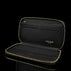 Von Baer origin large men’s leather zip wallet in black, interior view showing organized compartments and slots for cards and cash.